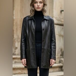 INC International Concepts Black Leather Jacket